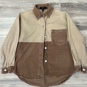 Forever 21 Tan and Brown Casual Button Down Shirt